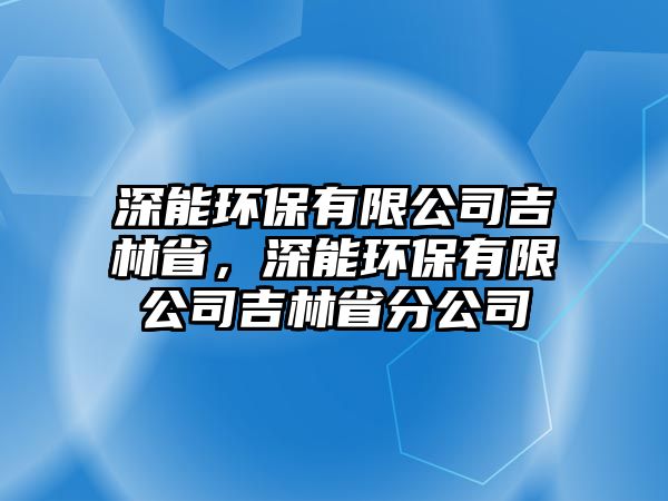 深能環(huán)保有限公司吉林省，深能環(huán)保有限公司吉林省分公司