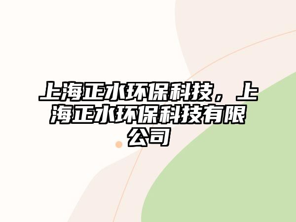 上海正水環(huán)?？萍?，上海正水環(huán)保科技有限公司