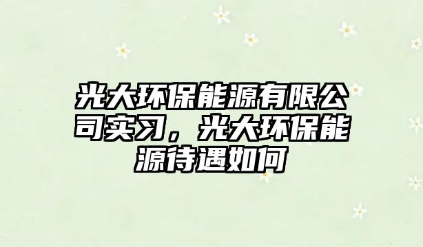 光大環(huán)保能源有限公司實(shí)習(xí)，光大環(huán)保能源待遇如何