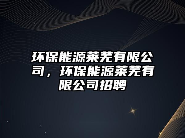 環(huán)保能源萊蕪有限公司，環(huán)保能源萊蕪有限公司招聘