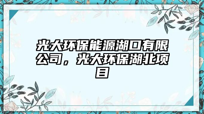 光大環(huán)保能源湖口有限公司，光大環(huán)保湖北項目