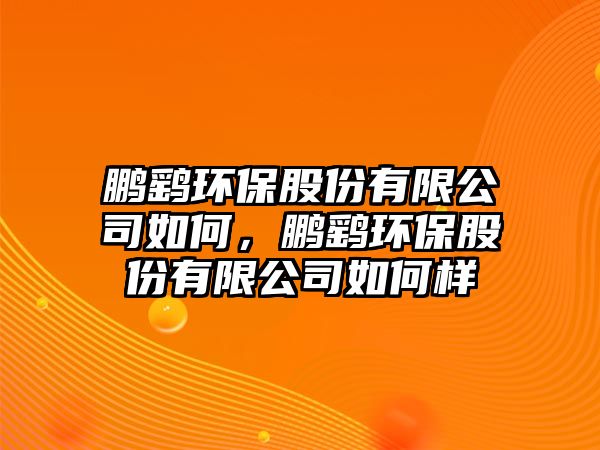 鵬鷂環(huán)保股份有限公司如何，鵬鷂環(huán)保股份有限公司如何樣