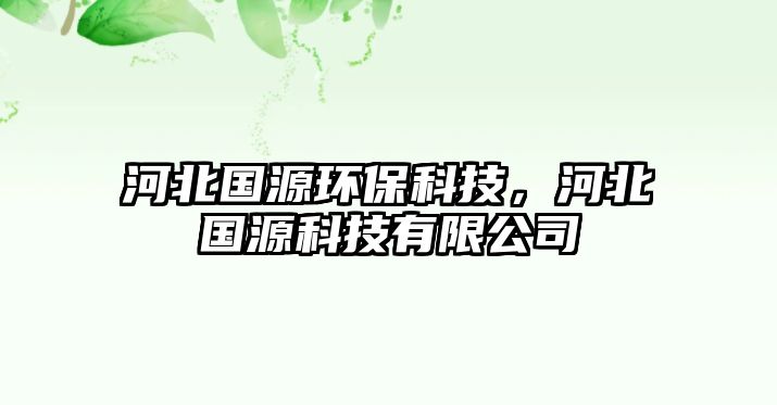 河北國源環(huán)?？萍?，河北國源科技有限公司