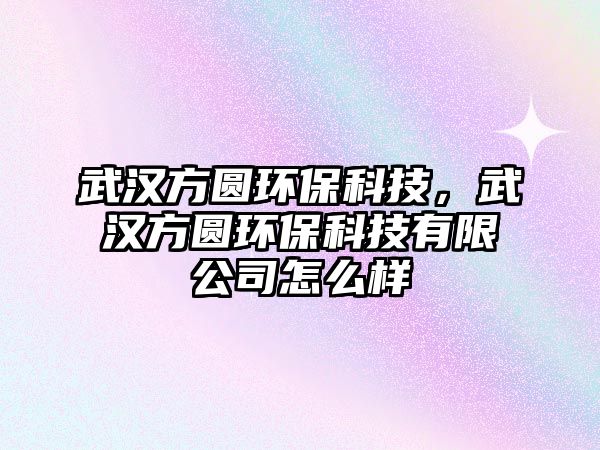 武漢方圓環(huán)?？萍迹錆h方圓環(huán)?？萍加邢薰驹趺礃? class=