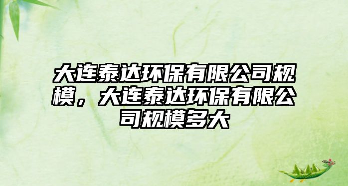 大連泰達環(huán)保有限公司規(guī)模，大連泰達環(huán)保有限公司規(guī)模多大