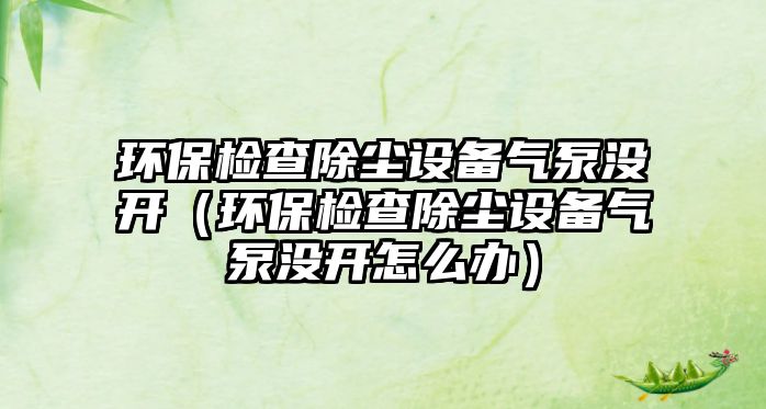 環(huán)保檢查除塵設(shè)備氣泵沒(méi)開(kāi)（環(huán)保檢查除塵設(shè)備氣泵沒(méi)開(kāi)怎么辦）