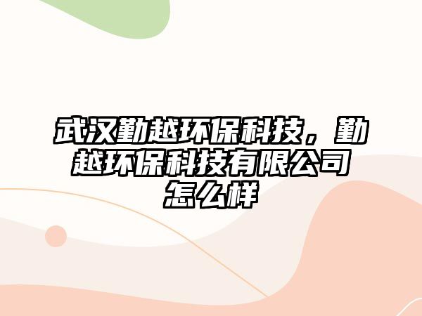 武漢勤越環(huán)?？萍?，勤越環(huán)保科技有限公司怎么樣