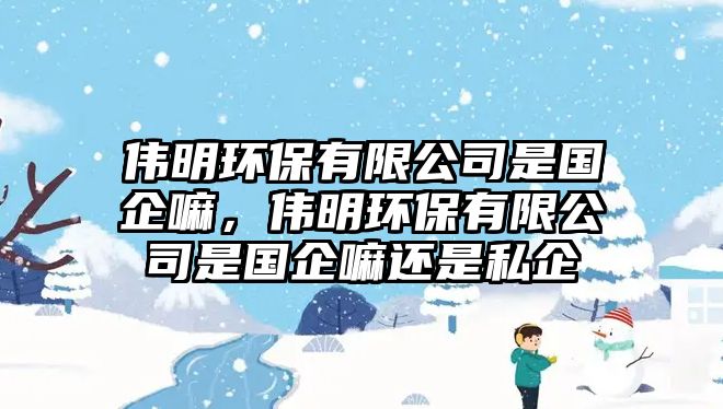 偉明環(huán)保有限公司是國(guó)企嘛，偉明環(huán)保有限公司是國(guó)企嘛還是私企