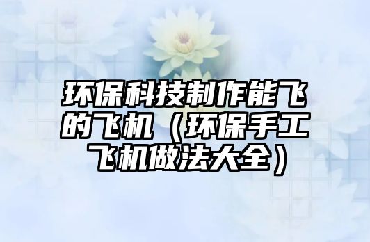 環(huán)?？萍贾谱髂茱w的飛機(jī)（環(huán)保手工飛機(jī)做法大全）
