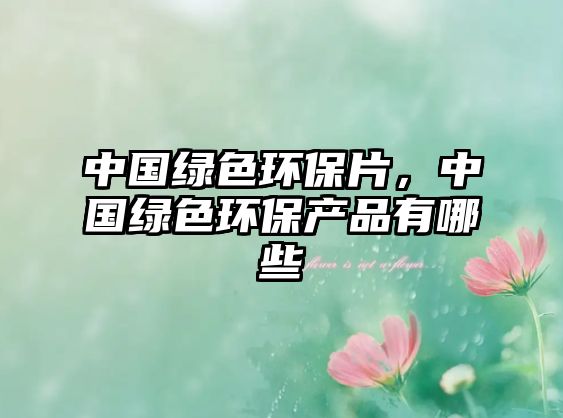 中國綠色環(huán)保片，中國綠色環(huán)保產(chǎn)品有哪些