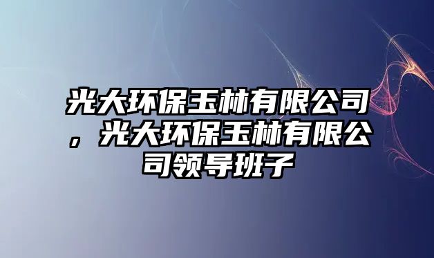 光大環(huán)保玉林有限公司，光大環(huán)保玉林有限公司領(lǐng)導(dǎo)班子