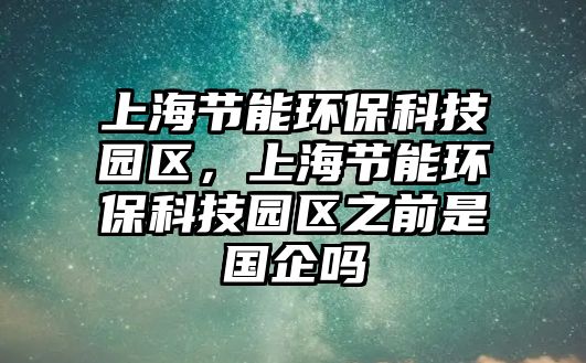 上海節(jié)能環(huán)?？萍紙@區(qū)，上海節(jié)能環(huán)?？萍紙@區(qū)之前是國(guó)企嗎