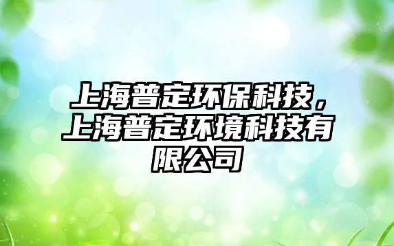 上海普定環(huán)?？萍迹虾Ｆ斩ōh(huán)境科技有限公司