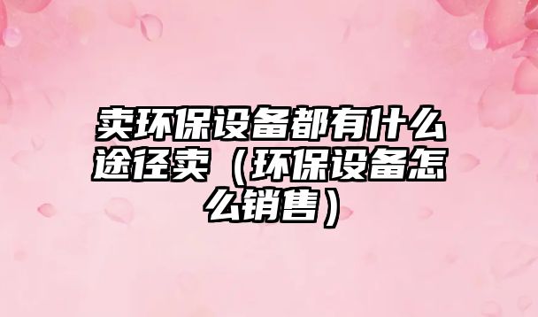賣環(huán)保設(shè)備都有什么途徑賣（環(huán)保設(shè)備怎么銷售）