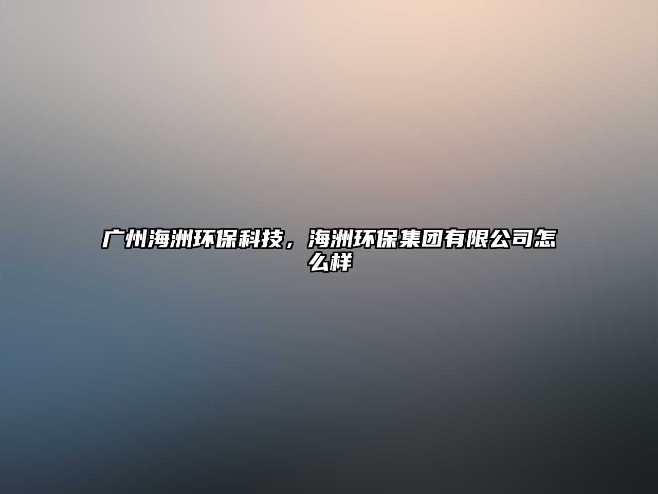 廣州海洲環(huán)?？萍迹Ｖ蕲h(huán)保集團(tuán)有限公司怎么樣