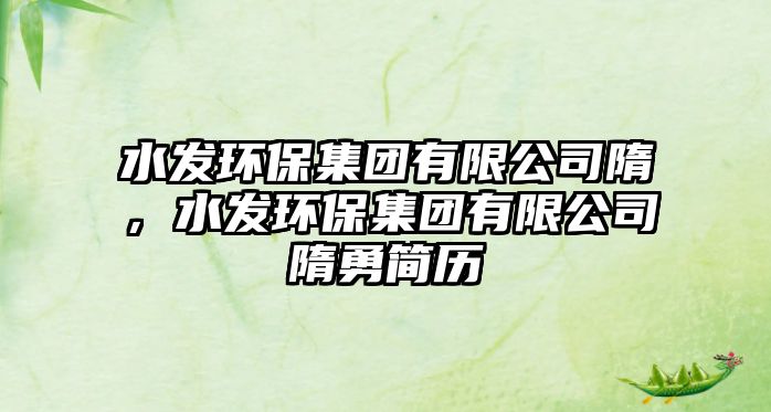 水發(fā)環(huán)保集團有限公司隋，水發(fā)環(huán)保集團有限公司隋勇簡歷