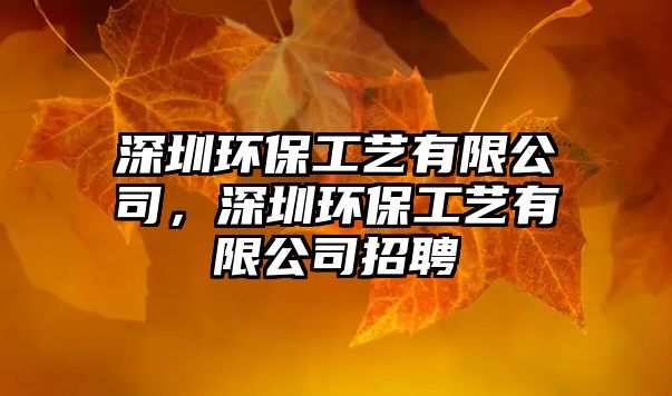 深圳環(huán)保工藝有限公司，深圳環(huán)保工藝有限公司招聘