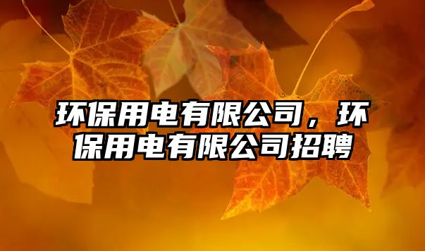 環(huán)保用電有限公司，環(huán)保用電有限公司招聘