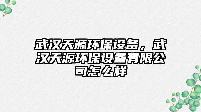 武漢天源環(huán)保設備，武漢天源環(huán)保設備有限公司怎么樣