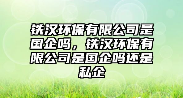 鐵漢環(huán)保有限公司是國企嗎，鐵漢環(huán)保有限公司是國企嗎還是私企