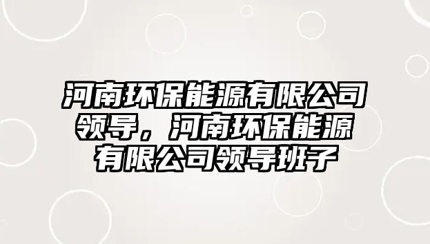 河南環(huán)保能源有限公司領(lǐng)導(dǎo)，河南環(huán)保能源有限公司領(lǐng)導(dǎo)班子