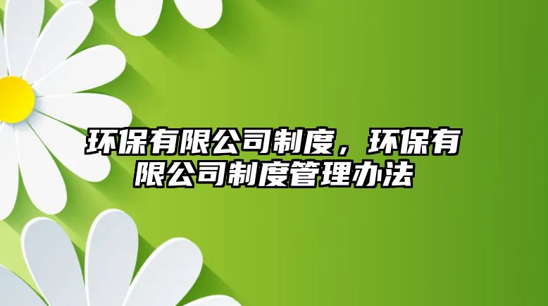 環(huán)保有限公司制度，環(huán)保有限公司制度管理辦法