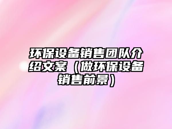 環(huán)保設(shè)備銷售團隊介紹文案（做環(huán)保設(shè)備銷售前景）