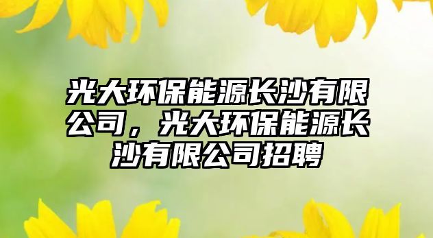 光大環(huán)保能源長沙有限公司，光大環(huán)保能源長沙有限公司招聘