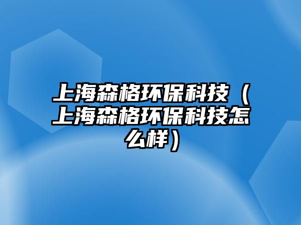 上海森格環(huán)?？萍迹ㄉ虾Ｉ癍h(huán)保科技怎么樣）