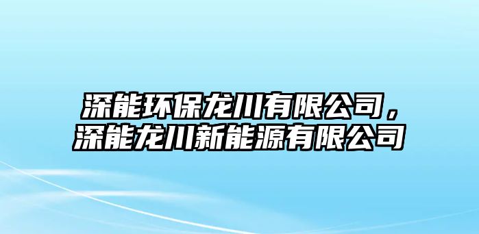 深能環(huán)保龍川有限公司，深能龍川新能源有限公司