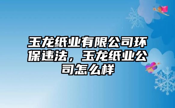 玉龍紙業(yè)有限公司環(huán)保違法，玉龍紙業(yè)公司怎么樣