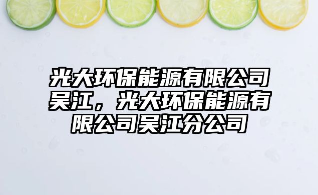 光大環(huán)保能源有限公司吳江，光大環(huán)保能源有限公司吳江分公司