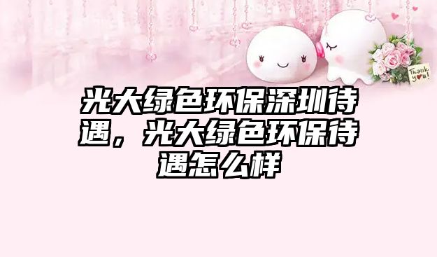 光大綠色環(huán)保深圳待遇，光大綠色環(huán)保待遇怎么樣