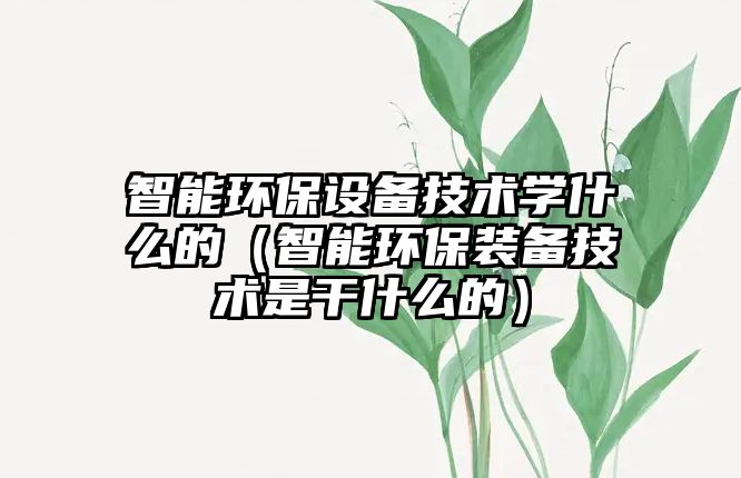 智能環(huán)保設(shè)備技術(shù)學(xué)什么的（智能環(huán)保裝備技術(shù)是干什么的）