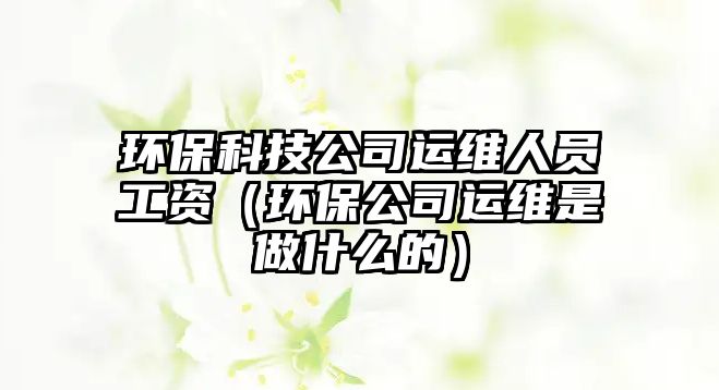 環(huán)保科技公司運(yùn)維人員工資（環(huán)保公司運(yùn)維是做什么的）