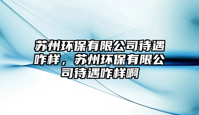蘇州環(huán)保有限公司待遇咋樣，蘇州環(huán)保有限公司待遇咋樣啊