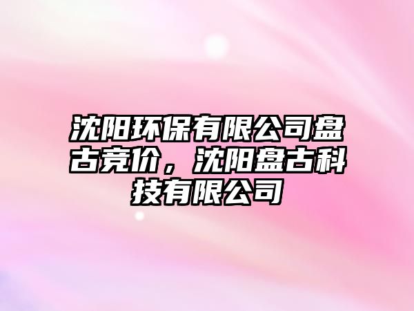 沈陽環(huán)保有限公司盤古競價，沈陽盤古科技有限公司