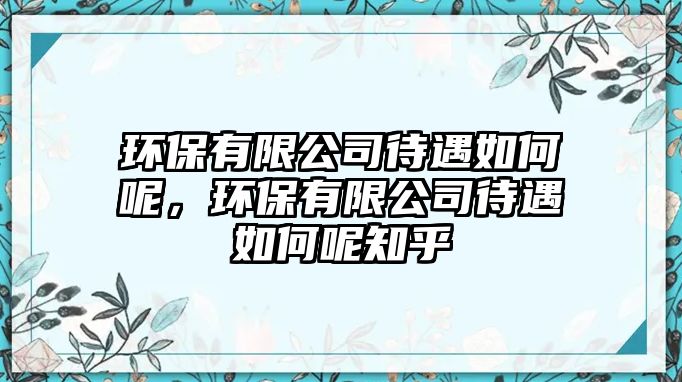 環(huán)保有限公司待遇如何呢，環(huán)保有限公司待遇如何呢知乎