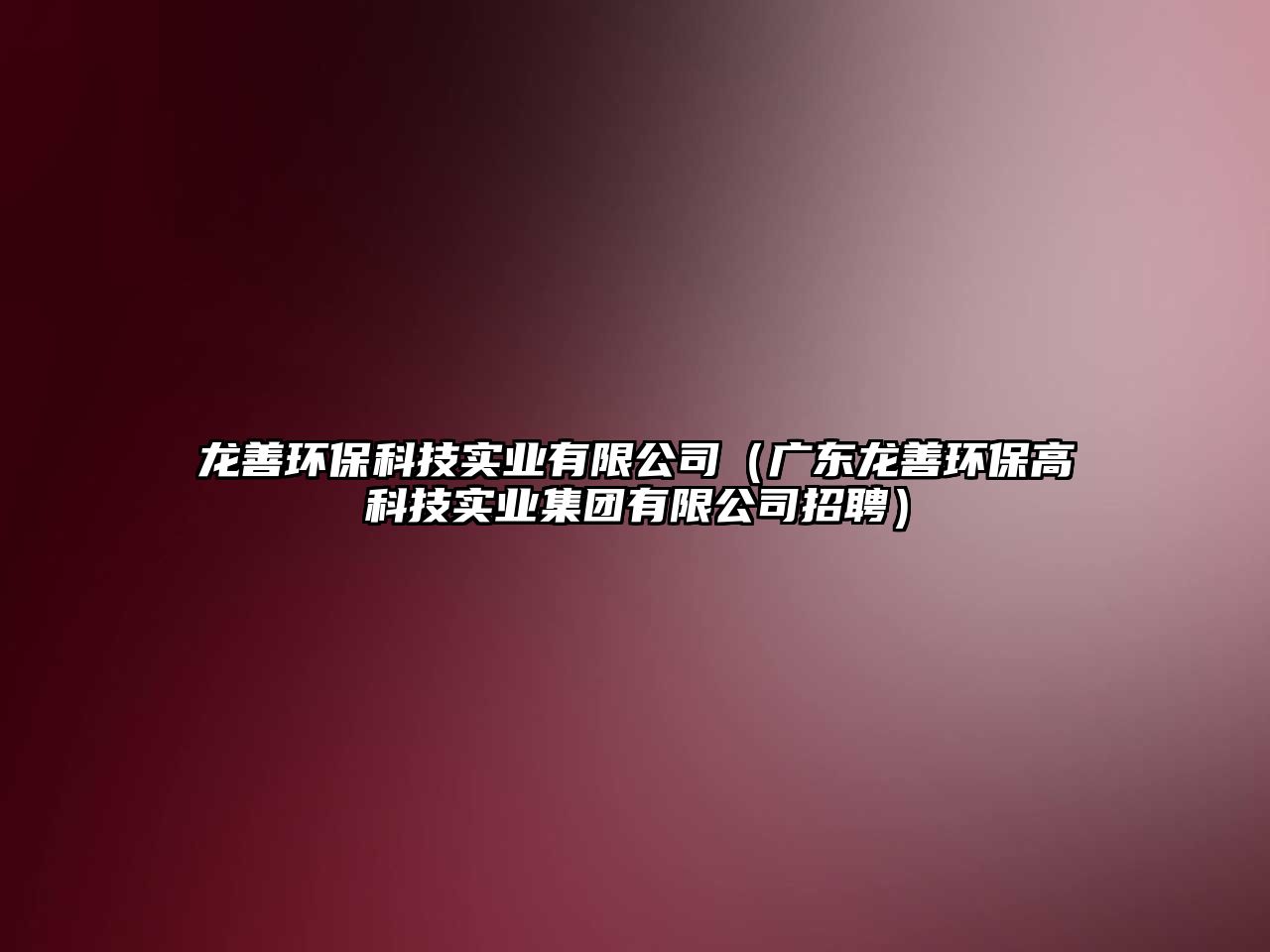 龍善環(huán)?？萍紝?shí)業(yè)有限公司（廣東龍善環(huán)保高科技實(shí)業(yè)集團(tuán)有限公司招聘）