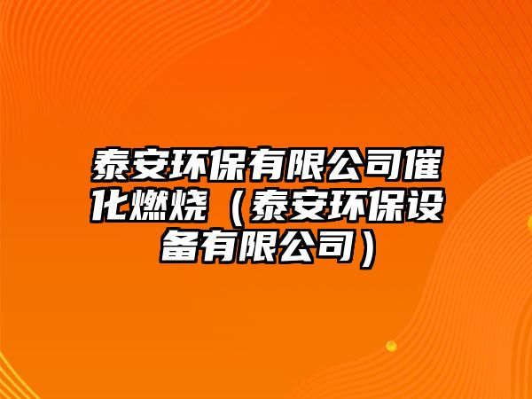 泰安環(huán)保有限公司催化燃燒（泰安環(huán)保設備有限公司）