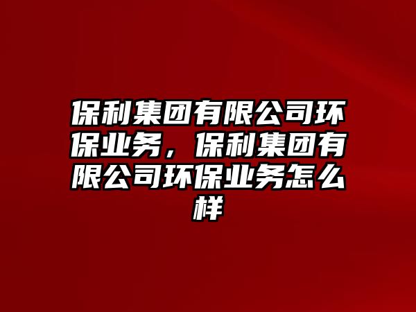 保利集團(tuán)有限公司環(huán)保業(yè)務(wù)，保利集團(tuán)有限公司環(huán)保業(yè)務(wù)怎么樣