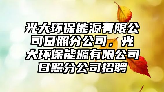 光大環(huán)保能源有限公司日照分公司，光大環(huán)保能源有限公司日照分公司招聘