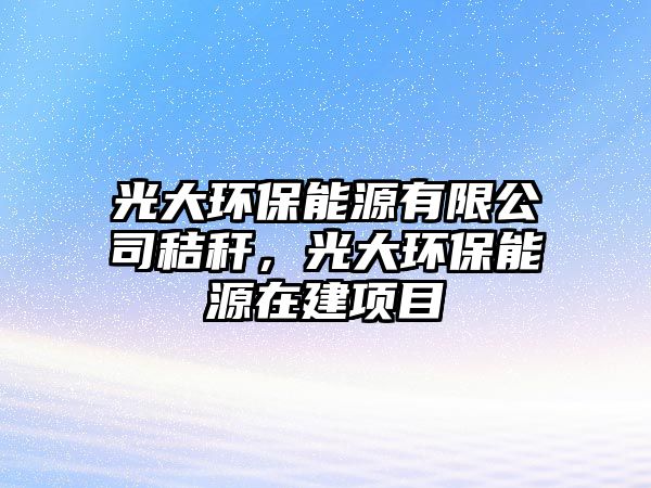 光大環(huán)保能源有限公司秸稈，光大環(huán)保能源在建項目