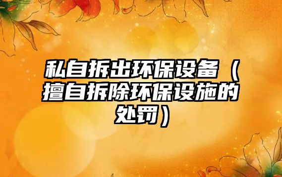 私自拆出環(huán)保設備（擅自拆除環(huán)保設施的處罰）