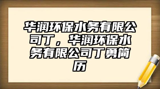 華潤環(huán)保水務(wù)有限公司丁，華潤環(huán)保水務(wù)有限公司丁勇簡歷