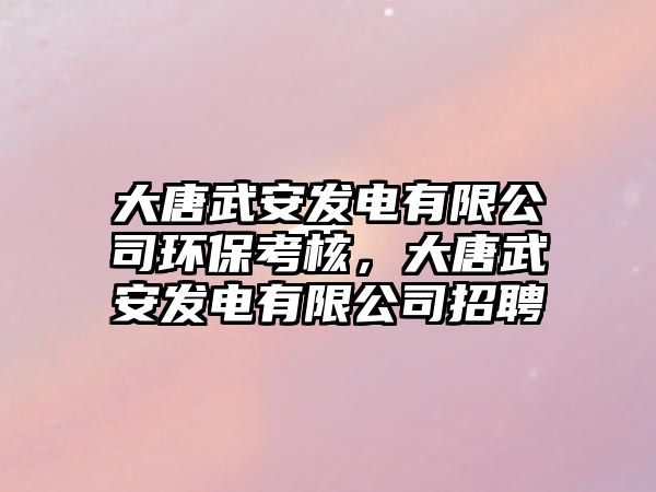 大唐武安發(fā)電有限公司環(huán)?？己耍筇莆浒舶l(fā)電有限公司招聘