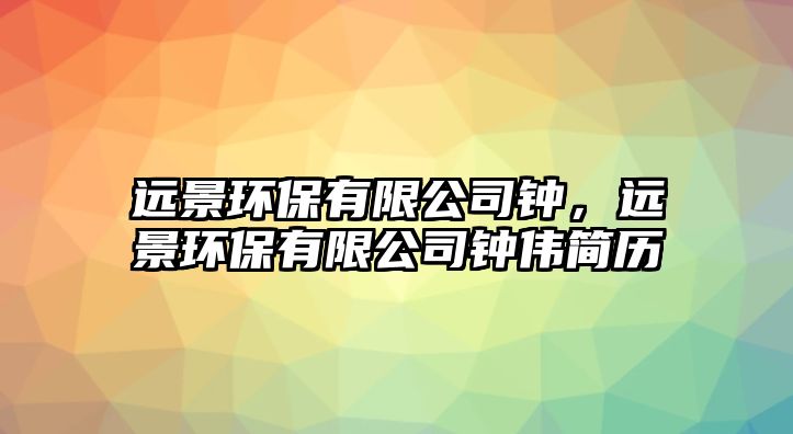 遠(yuǎn)景環(huán)保有限公司鐘，遠(yuǎn)景環(huán)保有限公司鐘偉簡歷