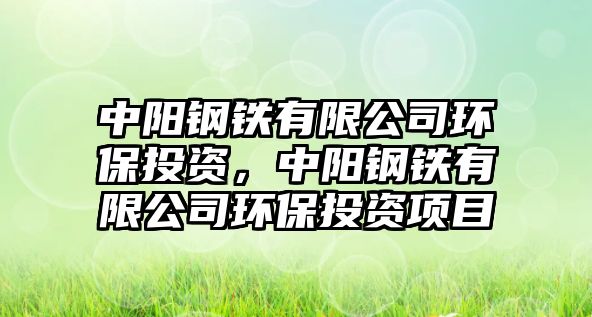 中陽鋼鐵有限公司環(huán)保投資，中陽鋼鐵有限公司環(huán)保投資項目