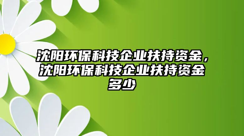 沈陽環(huán)保科技企業(yè)扶持資金，沈陽環(huán)?？萍计髽I(yè)扶持資金多少