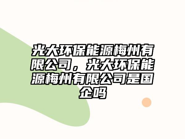 光大環(huán)保能源梅州有限公司，光大環(huán)保能源梅州有限公司是國企嗎